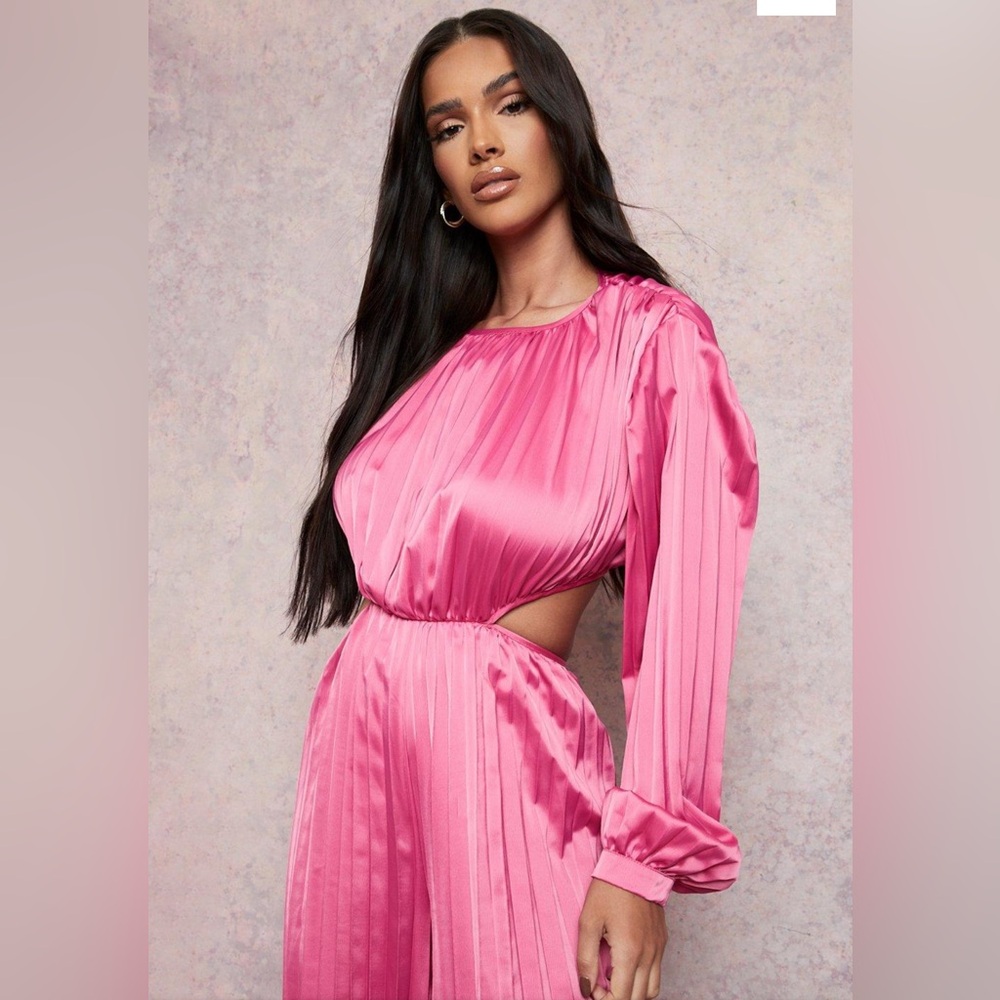 BooHoo Pleated CutOut Wide Leg Jumpsuit